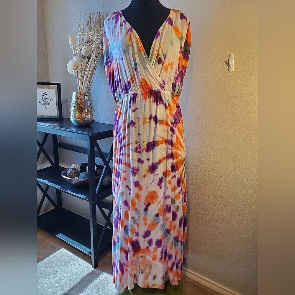 Sand and Spirit Tie Dye Maxi Dress / Swimsuit Cover Up, XL